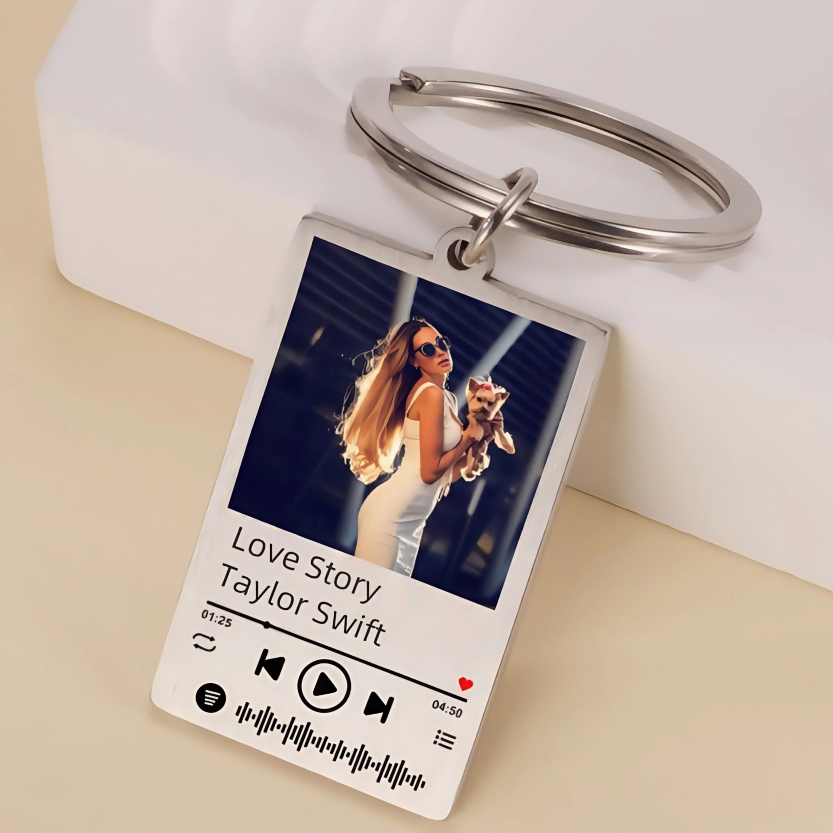 Custom Picture Keychain Customized Music Song Key Ring
