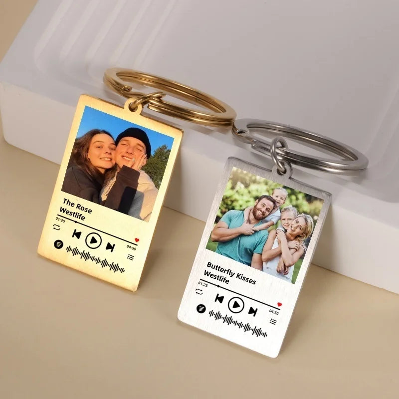 Custom Picture Keychain Customized Music Song Key Ring