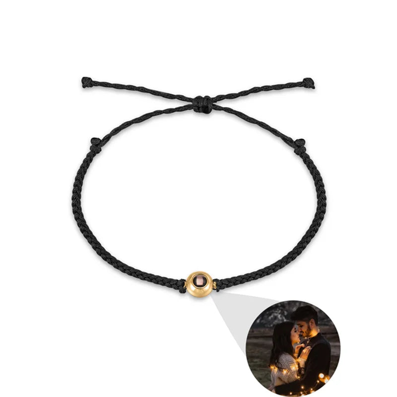 Custom Projection Bracelet Adjustable Circle Photo Projection Bangles Colour Braided Bracelets For Women Commemorative