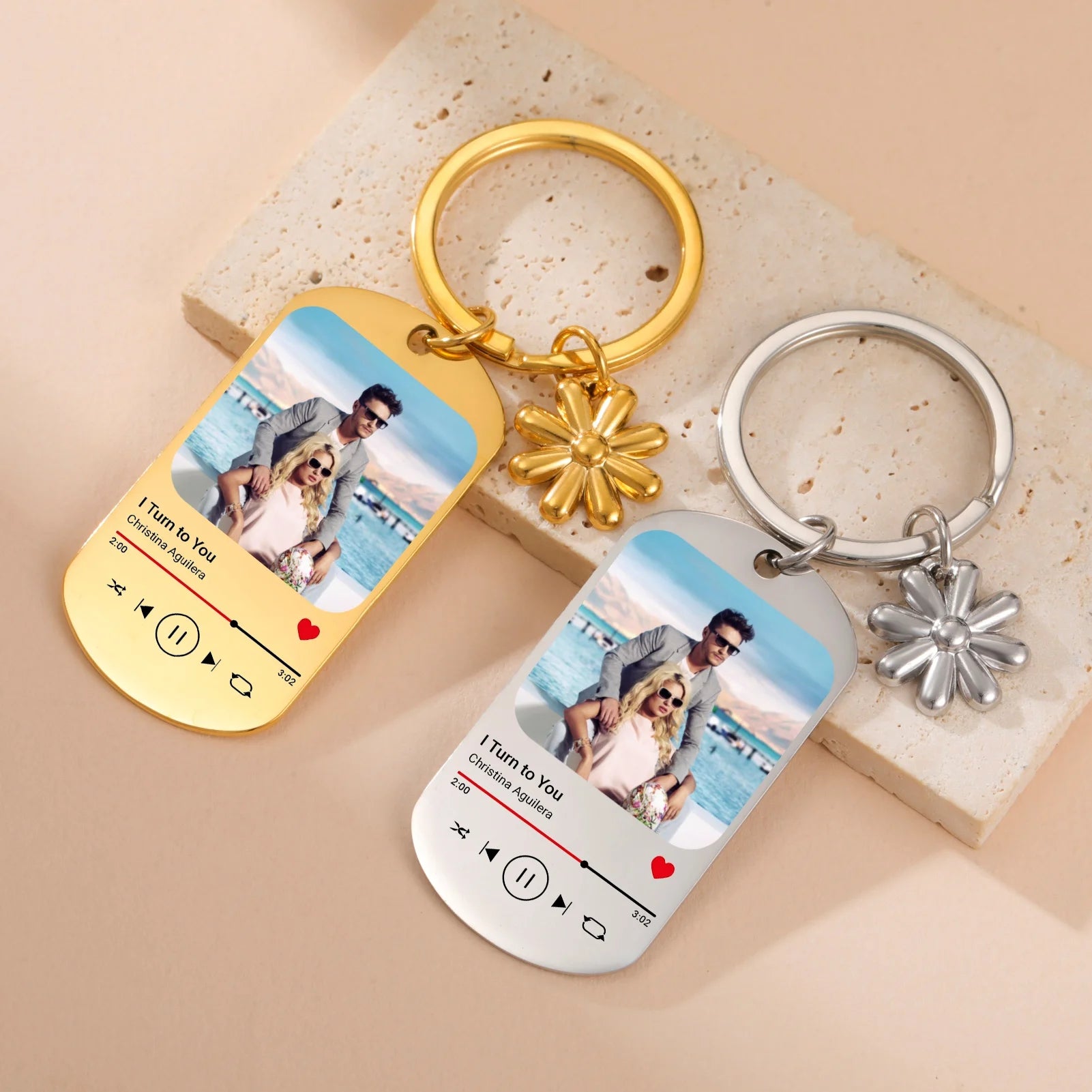 Custom Picture Keychain Customized Music Song Key Ring