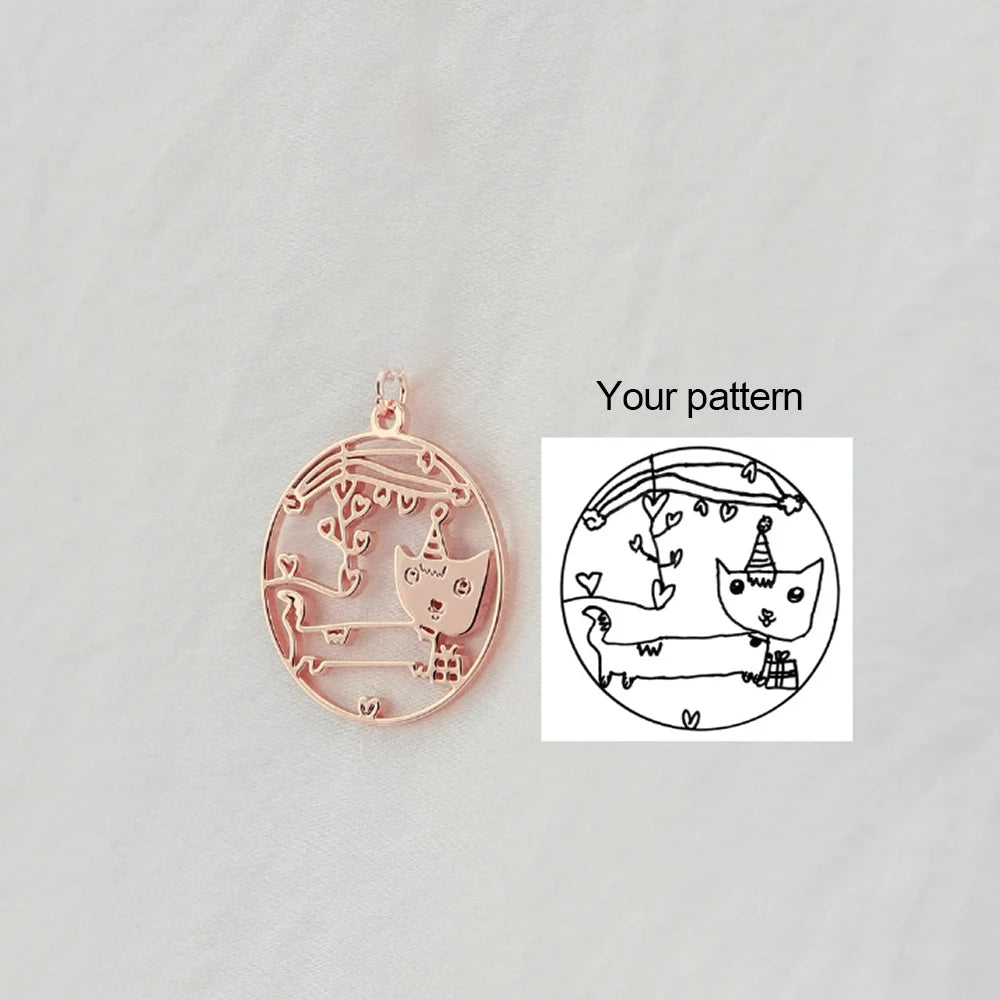 Customized Keychain with Your Pattern Graffiti Keychain Children's Handdrawn Meaningful Gift Stainless Steel Keychain