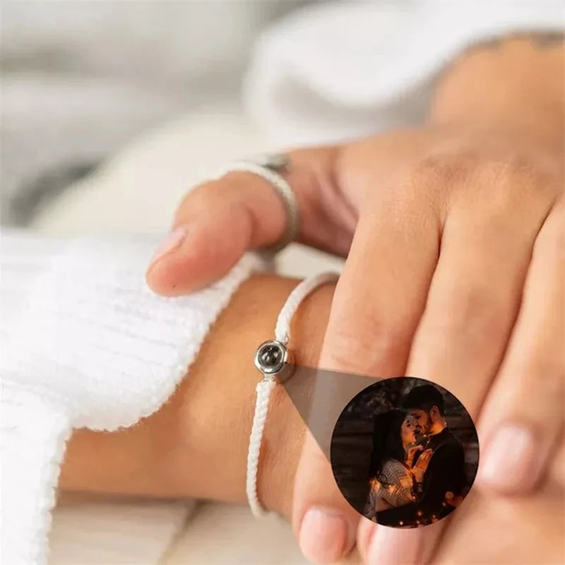 Custom Projection Bracelet Adjustable Circle Photo Projection Bangles Colour Braided Bracelets For Women Commemorative