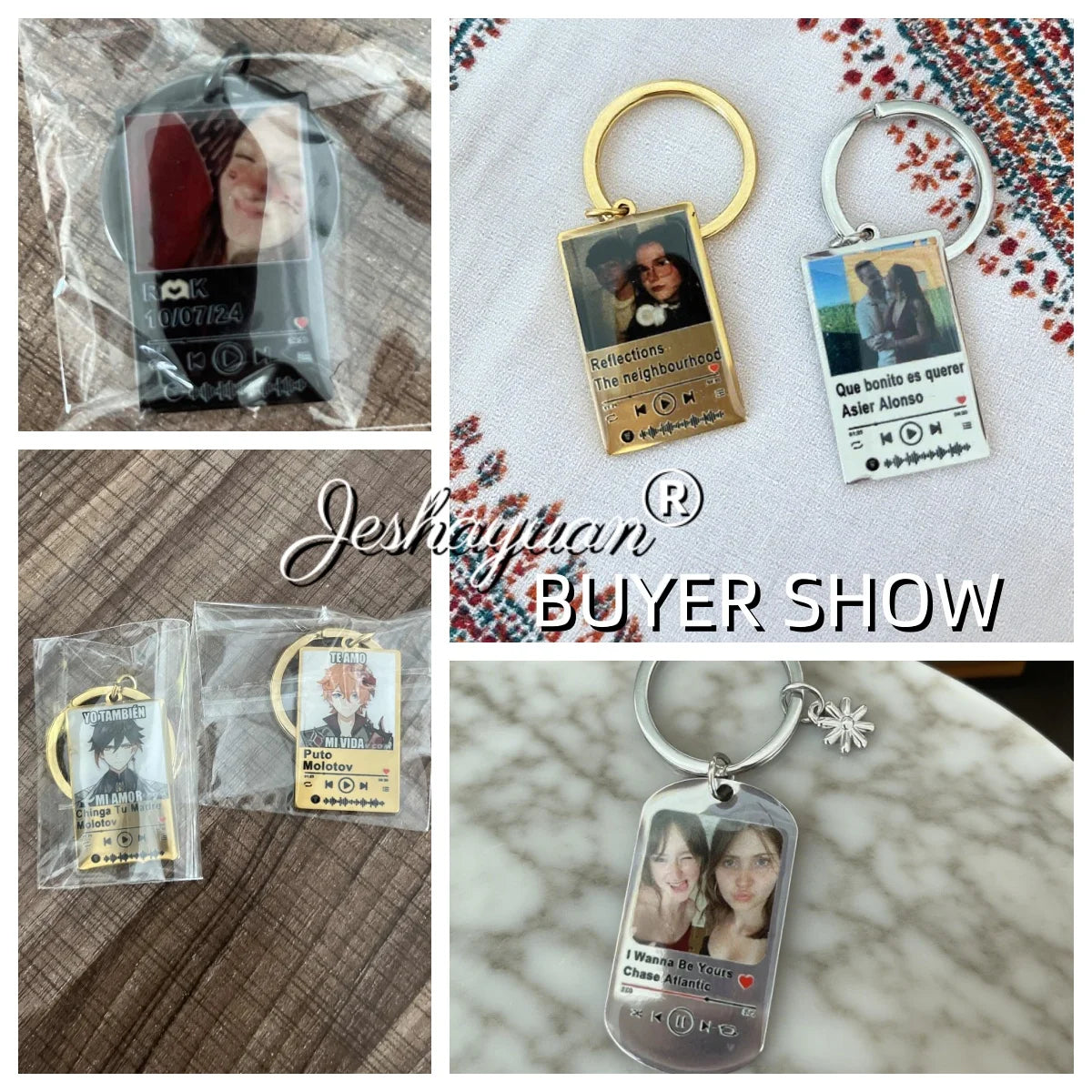 Custom Picture Keychain Customized Music Song Key Ring