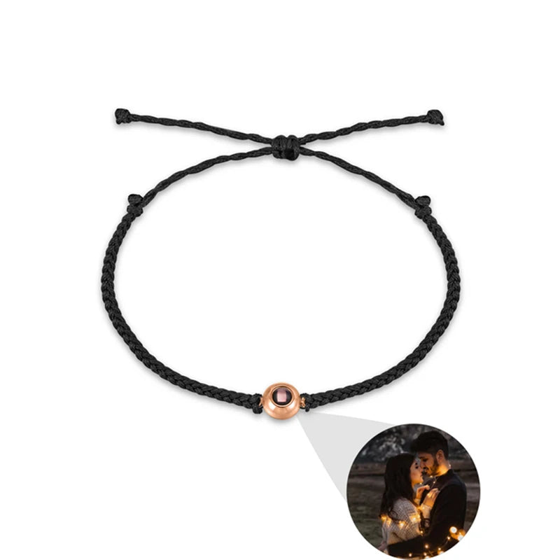 Custom Projection Bracelet Adjustable Circle Photo Projection Bangles Colour Braided Bracelets For Women Commemorative