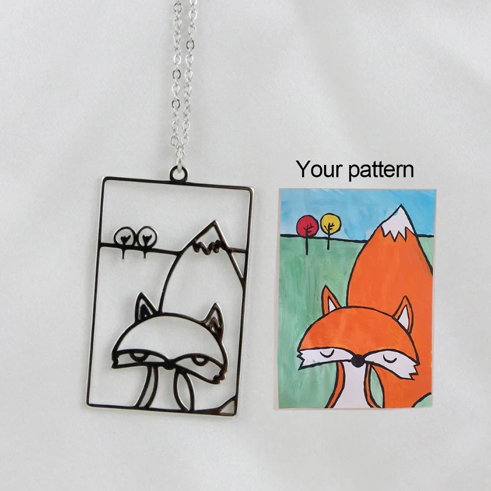 Customized Keychain with Your Pattern Graffiti Keychain Children's Handdrawn Meaningful Gift Stainless Steel Keychain