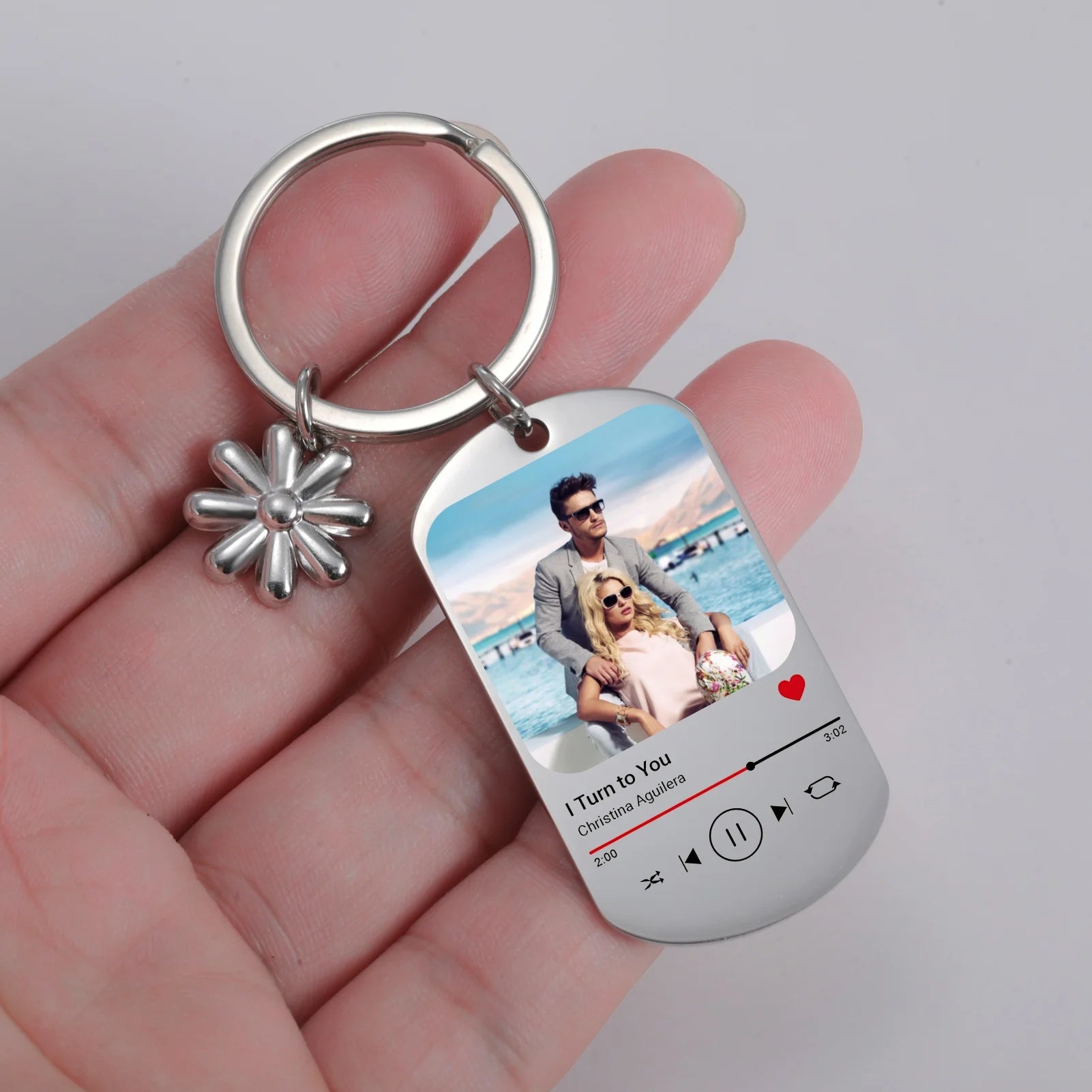 Custom Picture Keychain Customized Music Song Key Ring