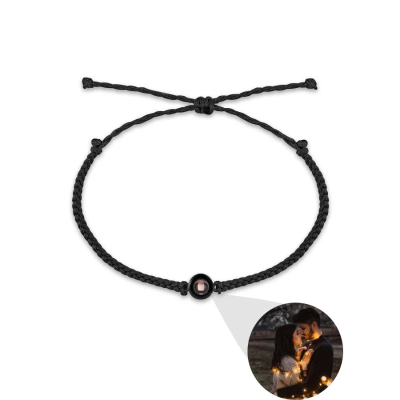 Custom Projection Bracelet Adjustable Circle Photo Projection Bangles Colour Braided Bracelets For Women Commemorative