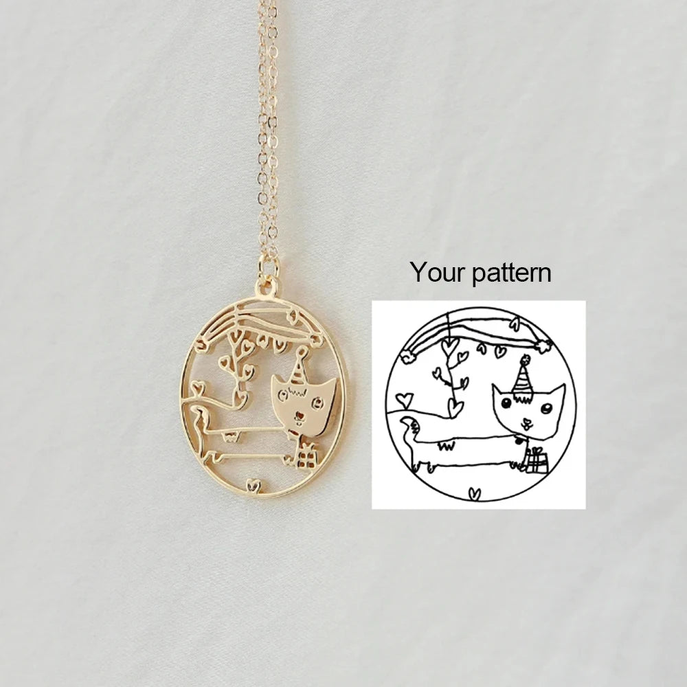Customized Keychain with Your Pattern Graffiti Keychain Children's Handdrawn Meaningful Gift Stainless Steel Keychain
